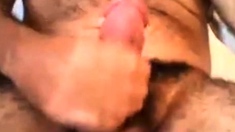 LATINO HAIRY DADDY BEAR BIG FAT COCK AND THICK CUMSHOT