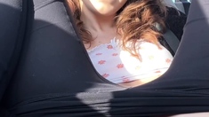 Sexy brunette teen outdoor masturbation