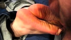 Awesome foot job Perfect feet and huge cumshot toejob fetish