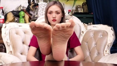 Little Asian feet soles tease nylon pov babe