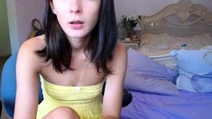 Sexy brunette teen daisy striptease masturbation