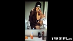 Black guy seduces his young white girlfriend in bathroom
